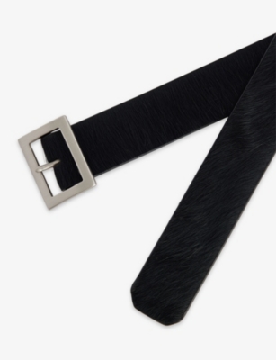 Rick Owens Mens Black Palladium-plated Buckle Cowhide Stooges Belt In Black