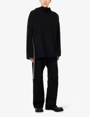 Rick Owens Mens Black Hooded Oversized Cashmere Tunic In Black