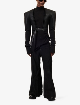 Rick Owens Mens Black Tight Cropped Leather Jacket In Black