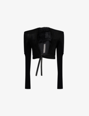 Rick Owens Mens Black Tight Cropped Leather Jacket In Black