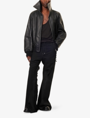 Rick Owens Mens Black Blixa Dracu-collar Leather Jacket In Black