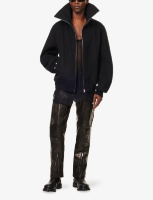 Rick Owens Structured Black Sports Jacket With Ribbed Details And Matte Finish In Black