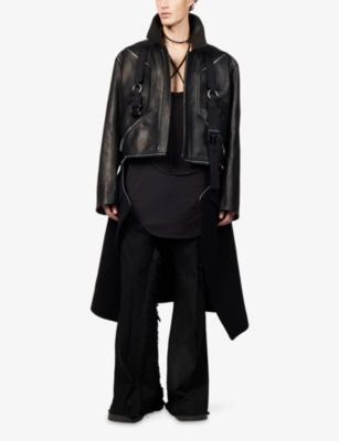 RICK OWENS: Blixa Jumbo Mac Leather Coat