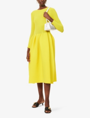 Cfcl Fcl Womens Butter Yellow Pottery Long-sleeve Knitted Midi Dress In White