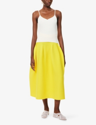 Cfcl Fcl Womens Butter Yellow Pottery Flared Knitted Midi Skirt In Yellow