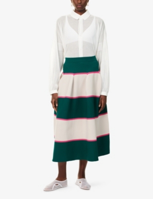 Cfcl Fcl Womens Dark Green Multi Pottery Flared Knitted Midi Skirt