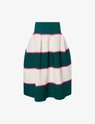Cfcl Fcl Womens Dark Green Multi Pottery Flared Knitted Midi Skirt
