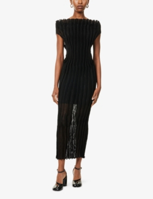 Cfcl Fcl Womens Pleated Tubular Woven Midi Dress Black In Black