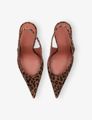 Amina Muaddi Anok Leopard-print Suede Slingback Pumps In Animal Print
