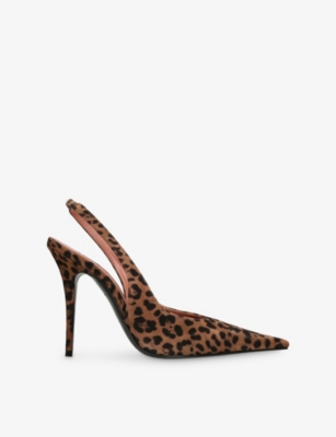 Amina Muaddi Anok Leopard-print Suede Slingback Pumps In Animal Print