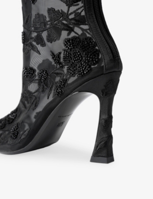 Kg Kurt Geiger Womens Transform Embroidered Woven Heeled Ankle Boots Black/comb Eur 39 / 6 Uk In Brown