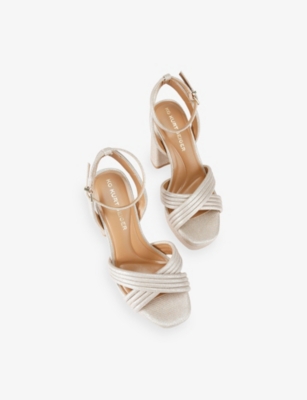 Kg Kurt Geiger Womens Silo Metallic Heeled Sandals Gold Eur 37 / 4 Uk In Multi
