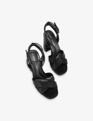 Kg Kurt Geiger Womens Black Silo Beaded Woven Heeled Sandals Eur 40 / 7 Uk In Multi