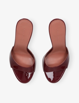 Amina Muaddi Womens  Elodie 105 Patent-leather Heeled Sandals In Burgundy