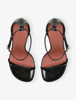 Amina Muaddi Womens  Barbara 105 Patent-leather Heeled Sandals In Black