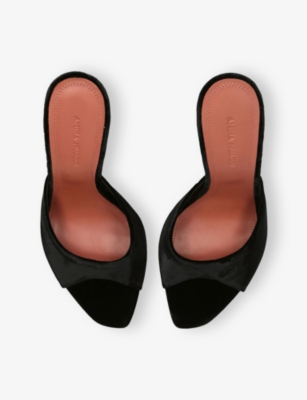 Amina Muaddi Womens  Alexa 105 Velvet Heeled Mules In Black