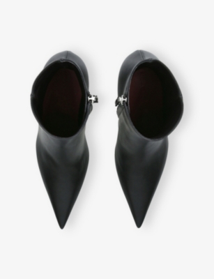 Amina Muaddi Leather Barbara Heeled Ankle Boots 90 In Blue