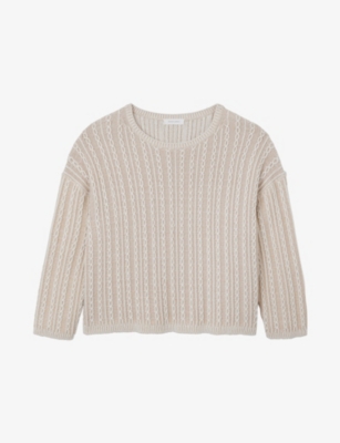 The White Company: Plated Cable-Knit Cotton Jumper