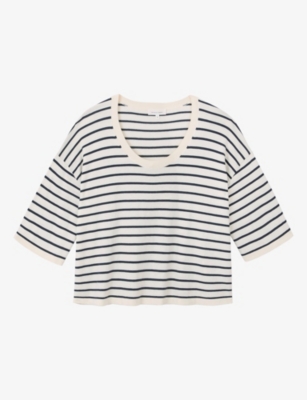 The White Company: Boxy Stripe Cotton-Blend Jumper