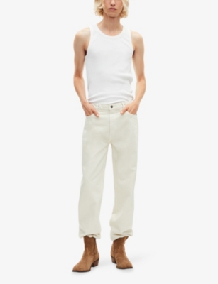 The Kooples Mens Ecru Regular-fit Straight-leg Jeans In White