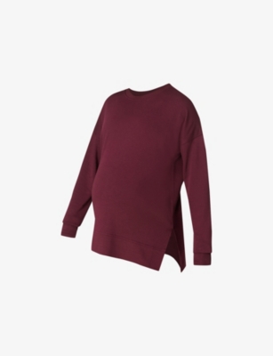 Sweaty Betty Womens Garnet Red After Class Maternity Longline Cotton And Modal-blend Sweatshirt Xl In Brown