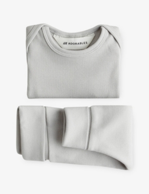 H&M ADORABLES: Long-Sleeve Two-Piece Stretch-Cotton Set 0-6 Months