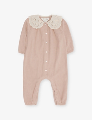 H&M ADORABLES: Embroidered-Collar Cotton Romper 4 Month-3 Years