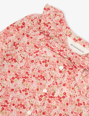 H&m Adorables Orange Dusty Light Frill-collar Floral-print Cotton Blouse 24 Months - 10 In Orange