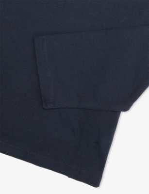 H&m Adorables Blue Dark Long-sleeve Crewneck Pima-cotton T-shirt 24 Months - 10 In Blue