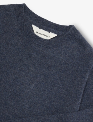 H&m Adorables Crewneck Long-sleeve Wool Sweater 2-10 Years Blue Dark In Blue