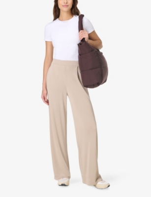 Sweaty Betty Womens At Ease Wide-leg Modal-jersey Trousers Dusk Beige Xs In Neutral