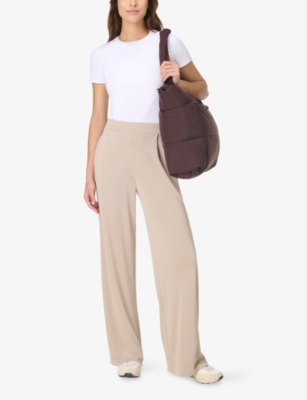 Sweaty Betty Womens At Ease Wide-leg Modal-jersey Trousers Dusk Beige Xl In Neutral
