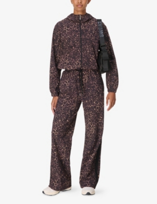 Sweaty Betty Womens Brown Wild Leopard Explorer 30in Leopard-print Wide-leg Stretch-woven Trousers Xxs In Brown