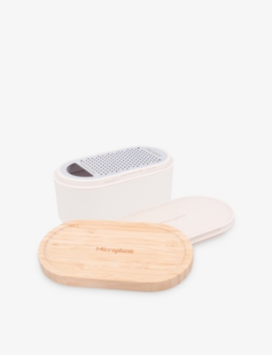 Microplane Cashmere And Bamboo Grate And Store Wooden Cheese Grater In Neutral