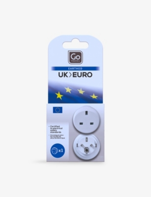 Go Travel White Earthed Uk/eu Adapter In White