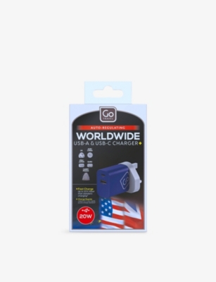 Go Travel Worldwide Usb-a And Usb-c Travel Adapter Blue