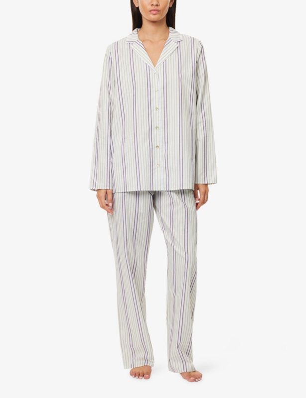 Sleep & Lounge Striped Cotton-Poplin Pyjama Bottoms