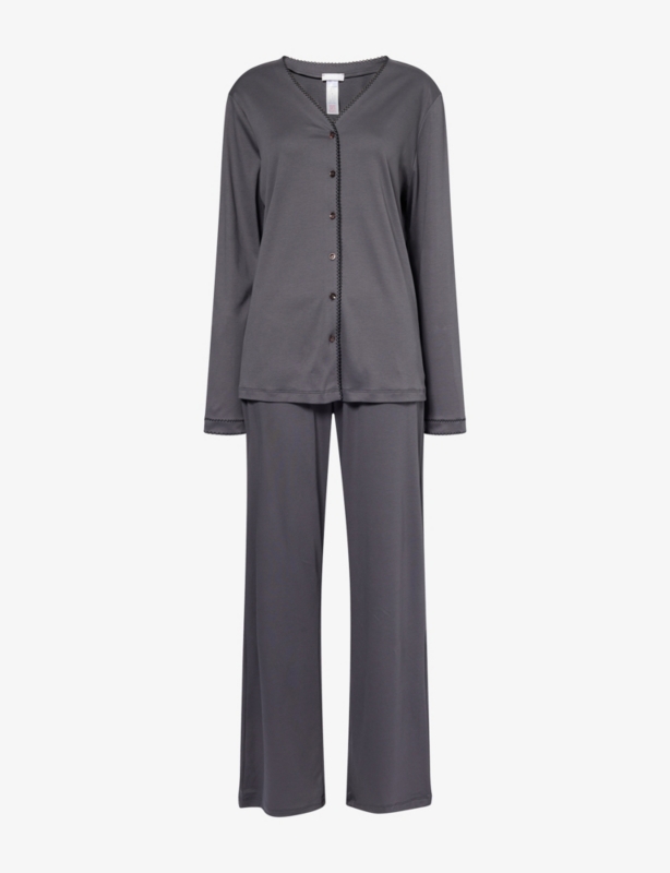 Una Stitched-Trims Cotton-Jersey Pyjama Set