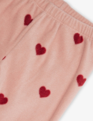 Konges Slojd Coeur Mellow Tavi Heart-print Fleece Trousers 12 Months-10 In Pink