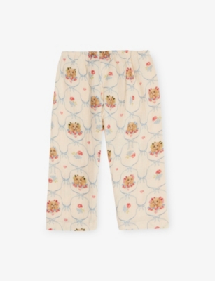 Konges Slojd Kids' Coco Straight-leg Cotton-poplin Trousers 12 Months-10 Years Puppy In Brown