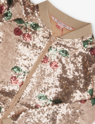 Konges Slojd Ma Grande Cerise Starla Cherry-pattern Sequin Jacket 18 Months-10 In Brown
