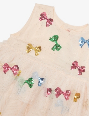 Konges Slojd Bow Colore Yvonne Fairy Ruffled Woven Dress 12 Months-10 In Neutral