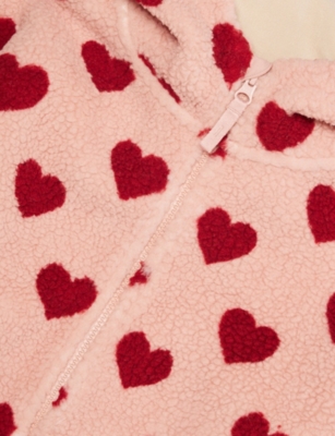 Konges Slojd Coeur Mellow Jody Teddy Heart-print Woven Hoodie 2-10 In Pink