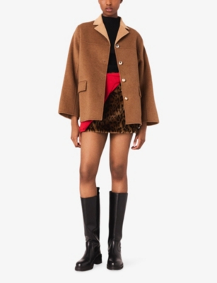 MAJE: Double-Faced Mid-Length Wool-Blend Coat
