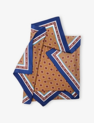 Maje Womens Camel Floral-print Silk Bandana In Brown