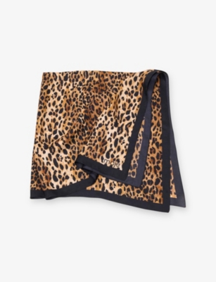 Maje Womens Leopard Print Leopard-print Square Silk Scarf In Animal Print