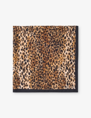 Maje Womens Leopard Print Leopard-print Square Silk Scarf In Animal Print