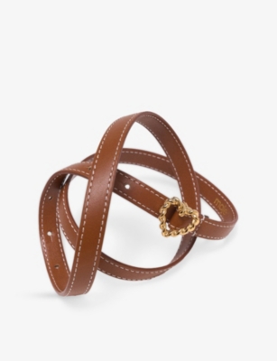 MAJE: Heart-Embellished Slim Leather Belt