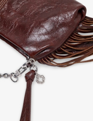 Maje Womens Dark Brown Miss M Patent-leather Clutch Bag In Brown