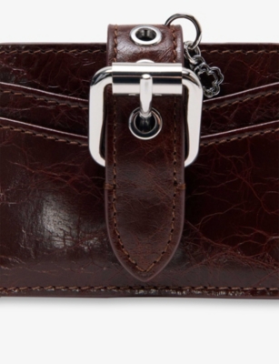 Maje Womens Dark Brown Miss M Leather Card Holder In Brown